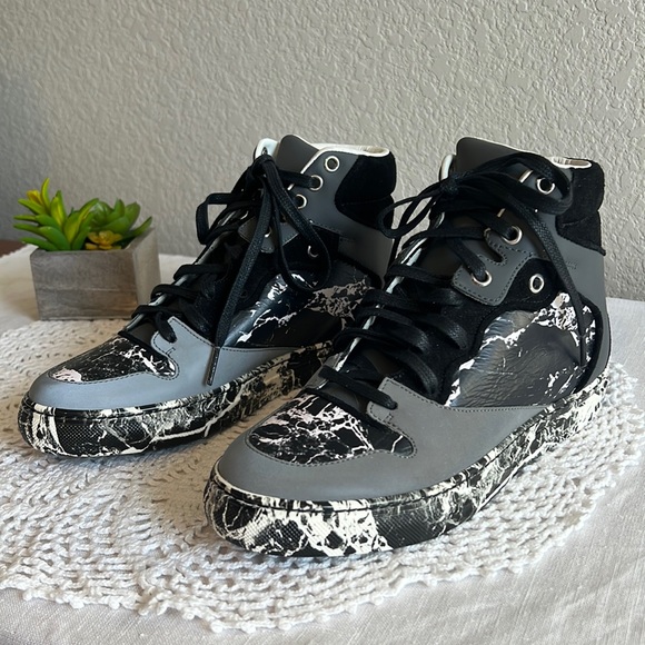 Balenciaga High Top Black & White Marble Sneakers Size 36 - Picture 14 of 14